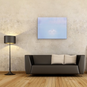 Tablou canvas - Dragoste In Ceata Diminetii, Inima, Lebada, Pasare, 75 x 100 cm - Img 2