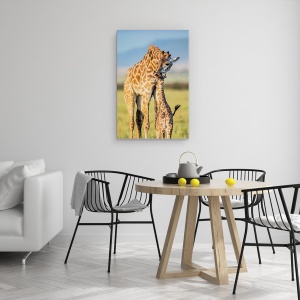 Tablou canvas - Dragostea Mamei, Dragut, Girafa, Mama, Copil, 60 x 90 cm - Img 4