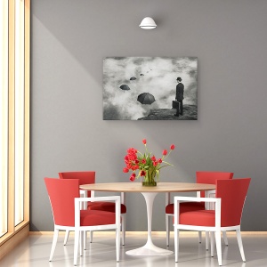 Tablou canvas - Drum Pustiu, Afaceri, Om, Suprarealism, Ireal, Umbrela, 40 x 60 cm - Img 4