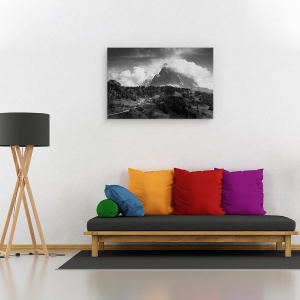 Tablou canvas - Drum Spre Muntele Fumuriu, Peisaj, Alb-Negru, Varf, Summit, 60 x 90 cm - Img 2