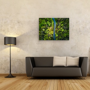 Tablou Canvas - Drumul In Padure, Peisaj, Aerial, Verde, Copaci, Padure, 75 x 100 cm - Img 2