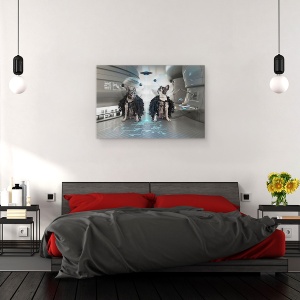 Tablou canvas - Et Caini, Astronaut, Spatiu, Nava Spatiala, Vapor, Animal, 60 x 90 cm - Img 3