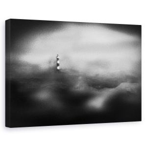 Tablou canvas - Far, Alb-Negru, Cereale, Granulat, Maritim, 40 x 60 cm