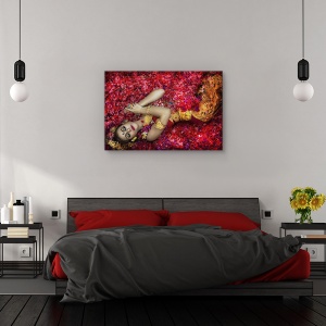 Tablou canvas - Femeie din Bali, Portret, Model, Bali, Flori, 80 x 120 cm - Img 3