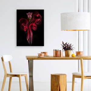 Tablou canvas - Floare Dansand, Campanula, Rosu, Fum, Tamaie, 50 x 70 cm - Img 4