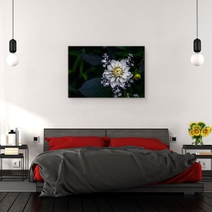 Tablou canvas - Floare de Dalie, Floare, Macro, Gradina, Petale, Alb, Dahlia, 40 x 60 cm - Img 3
