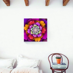 Tablou decorativ floare roz-portocaliu pe canvas 60x60 cm