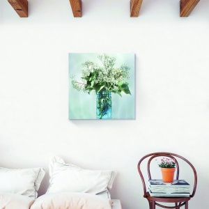 Tablou decorativ canvas floral alb 60x60 cm