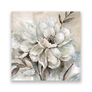 Tablou Canvas - Floral, Flori, Bujori, Alb, 60 x 60 cm