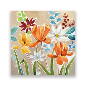 Tablou Canvas - Floral, Pictura, Multicolor, Flori de maci, 60 x 60 cm