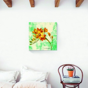 Tablou canvas floral vintage galben-auriu 60x60 cm