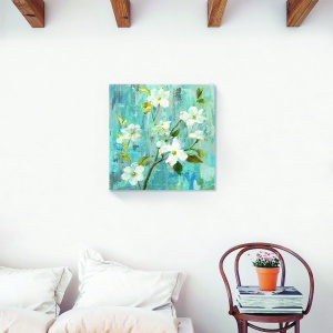 Tablou decorativ canvas flori albe primăvară 60x60 cm