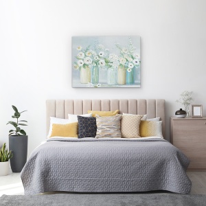 Tablou canvas - Flori, Alb, Vaze, Pictura, Viata, 75 x 100 cm - Img 3
