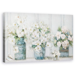 Tablou canvas - Flori Albe, Buchet, Vaze, Pictura, 50 x 80 cm
