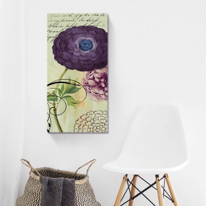 Tablou decorativ canvas flori cu bujori mov 40x100 cm