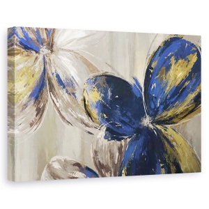 Tablou canvas - Flori, Flori, Colorate, Albastru-Galben, Pictura, 40 X 60 cm