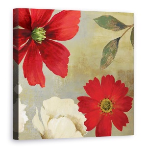 Tablou canvas - Flori, Flori, Rosu, Alb, Pictura, 60 x 60 cm