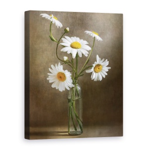 Tablou canvas - Flori, Gerbera, Alb, Vaza, Pictura, 60 x 80 cm