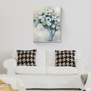 Tablou canvas cu flori albe în vază