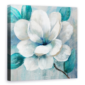 Tablou canvas - Flori, Magnolia, Albastru-Alb, Pictura II, 60 x 60 cm