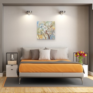 Tablou canvas - Flori, Natura, inflorire, Flori albe, Pictura, 90 x 90 cm - Img 3
