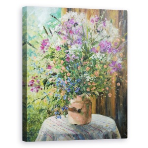 Tablou canvas - Flori, Natura Moarta, Buchet, Flori Salbatice, Albastru-Violet, Pictura, 40 x 50 cm