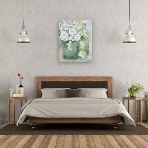Tablou canvas - Flori, Primavara, Alb, Vaza De Sticla, Pictura, 60 x 75 cm - Img 3