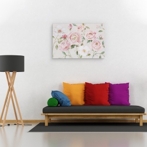 Tablou canvas - Flori, Roz, Trandafiri, Pictura, 80 x 120 cm - Img 2