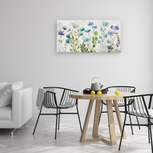 Tablou canvas - Flori Salbatice, Albastru, Pictura, 50 x 100 cm - Img 4