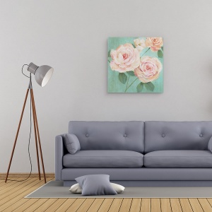 Tablou canvas - Flori, Trandafiri Roz, Pictura, 90 x 90 cm - Img 2