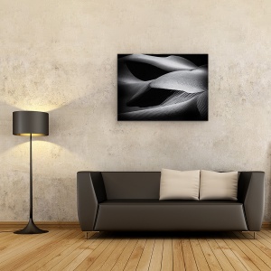 Tablou canvas - Forme Ale Dunelor, Peisaj, Alb-Negru, Desert, Nisip, Dune, 75 x 100 cm - Img 2
