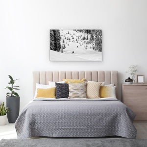 Tablou canvas - Freerideri, Actiune, Alb-Negru, Peisaj, Schi, 50 x 80 cm - Img 3