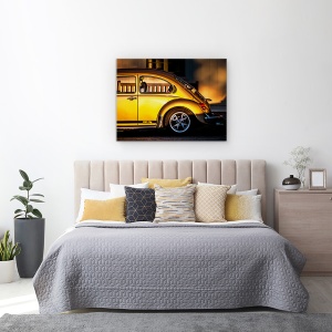 Tablou canvas - Gandac, Volkswagen, Gandac, Galben, Portocaliu, Masina, 50 x 70 cm - Img 3