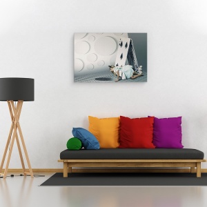 Tablou canvas - Gaura Iepurelui, Alice, Alice In Tara Minunilor, Fata, Pisica, 60 x 90 cm - Img 2