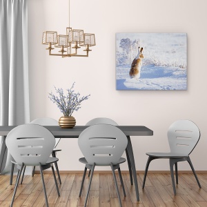 Tablou canvas - Iepurele Cu Coada Alba, Iarna, Zapada, 60 x 75 cm - Img 4
