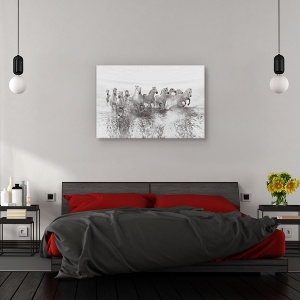 Tablou canvas - Iluzia puterii (13 cai putere), Animal, Actiune, Cai, Alb, 60 x 90 cm - Img 3