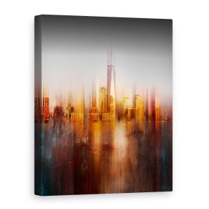 Tablou canvas - In Spatele Ferestrei, Abstract, Culori, Rosu, New York, Aur, 50 x 70 cm