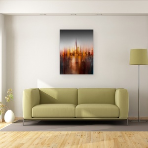 Tablou canvas - In Spatele Ferestrei, Abstract, Culori, Rosu, New York, Aur, 50 x 70 cm - Img 2