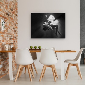 Tablou canvas - Inceput, Plutire, Ingeras, Alb-Negru, 60 x 80 cm - Img 4