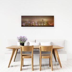 Tablou canvas - Insula Hong Kong, Noapte, Arhitectura, Cer, Peisaj Urban, Oras, 30 x 90 cm - Img 4