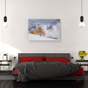 Tablou canvas - Intre Anotimpuri, Copaci, Peisaj, Ceata, Calatorie, Toamna, 40 x 60 cm - Img 3