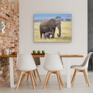 Tablou canvas - Invatare, Elefant, Africa, Copil, Familie, 60 x 80 cm - Img 4