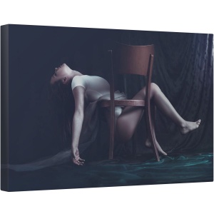 Tablou canvas - Leitmotivul Autorecuperarii, Fata, Portret, Blonda, Scaun, sedinta, 80 x 120 cm