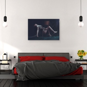 Tablou canvas - Leitmotivul Autorecuperarii, Fata, Portret, Blonda, Scaun, sedinta, 60 x 90 cm - Img 3