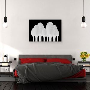 Tablou canvas - Linguri Inele de Copac, Lingura, Grafic, Contrast, Alb-Negru, Abstract, 60 x 90 cm - Img 3