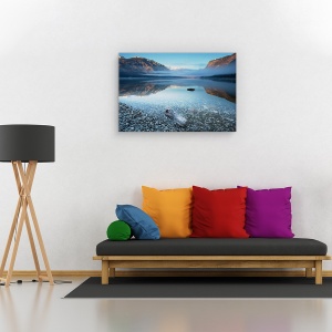 Tablou canvas - Linistea lui Bohinj, Peisaj, Apa, Reflectie, Pietricele, 80 x 120 cm - Img 2