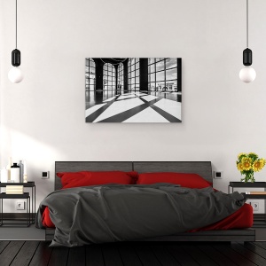 Tablou canvas - Lumini si Umbre, Arhitectura, Camera, Sala de Dans, Alb-Negru, Contrast, Fereastra, 80 x 120 cm - Img 3