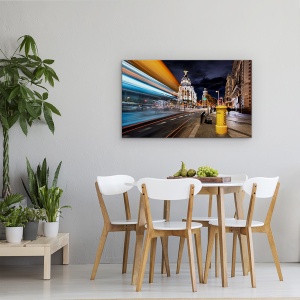 Tablou canvas - Luminile Madridului, Spania, Trasee Usoare, Trafic, Dungi, 50 x 80 cm - Img 4