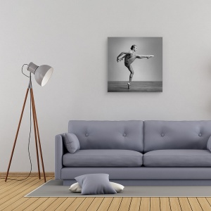 Tablou canvas - Marsul Balerinei, Fata, Alb-Negru, Balet, Pozeaza, 60 x 60 cm - Img 2