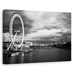 Tablou canvas - Miscare, Londra, Marea Britanie, London Eye, Big Ben, Pod, 40 x 60 cm